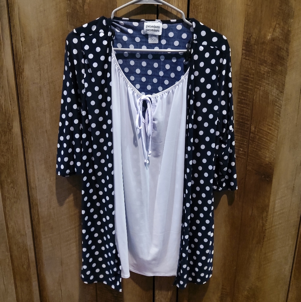 Blue polka-dot short-sleeved shirt XL